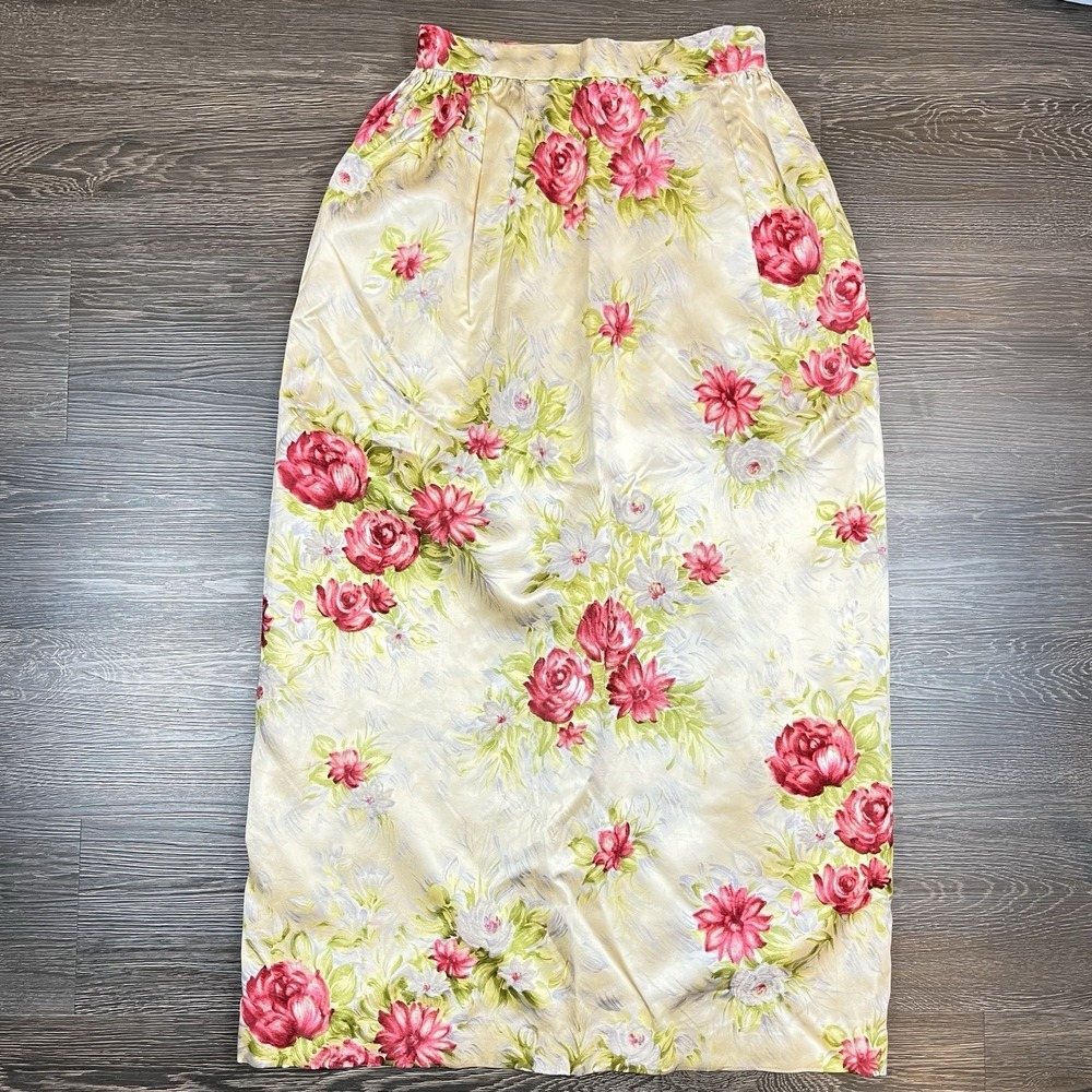 VTG Bergdorf Goodman Miss Bergdorf Floral Midi Skirt Romantic Cottagecore Rare - Picture 1 of 12